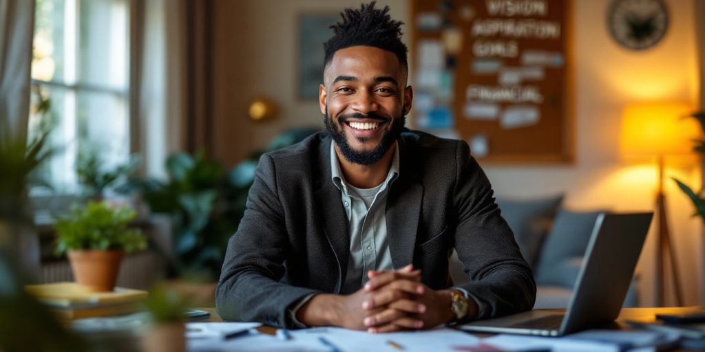 Person planning financial goals at a desk.