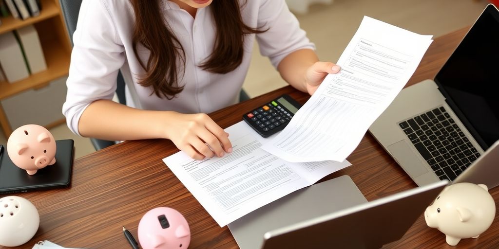 Person managing student loan payments at a desk.