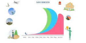 Colorful chart with images of dreams and savings goals.